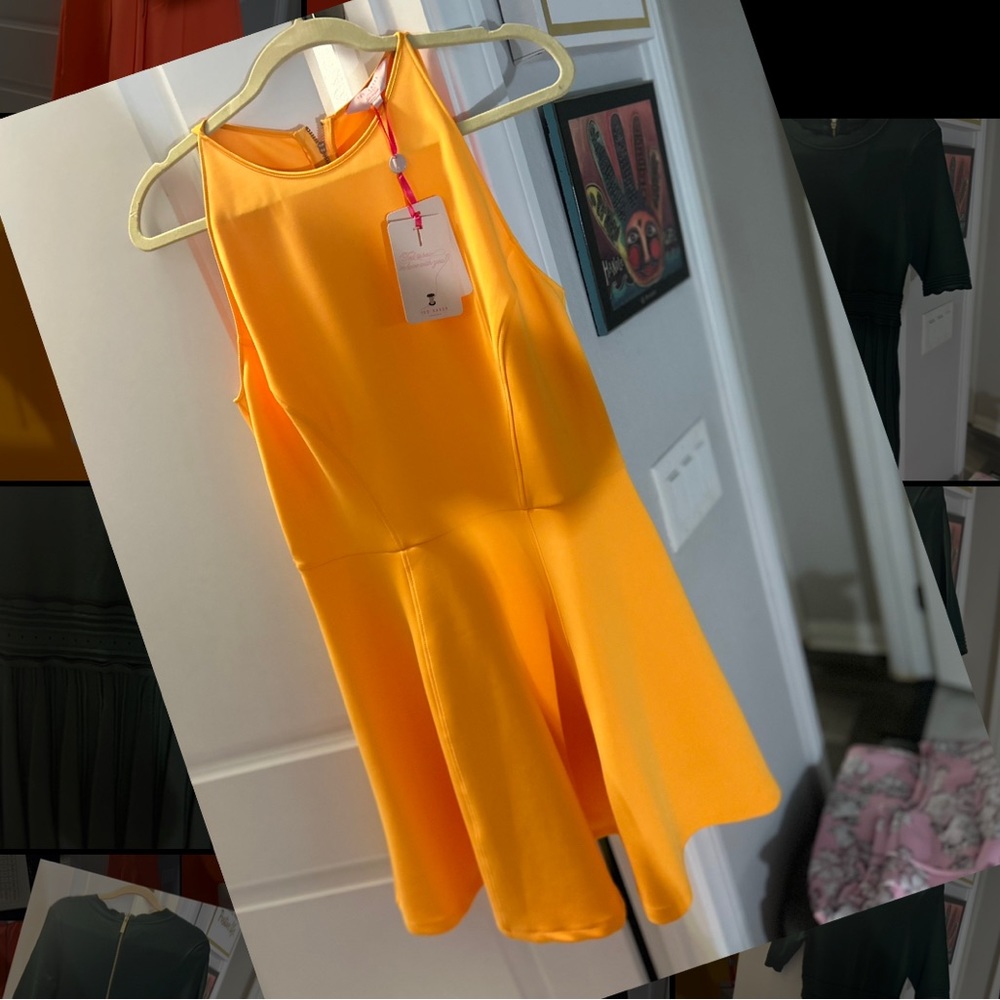 Beautiful bright yellow Ted Baker skater 👗 dress! NWT size 8 (ted size 3)